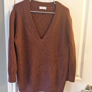 Babaton Deep V-Neck Sweater in Rich Rust